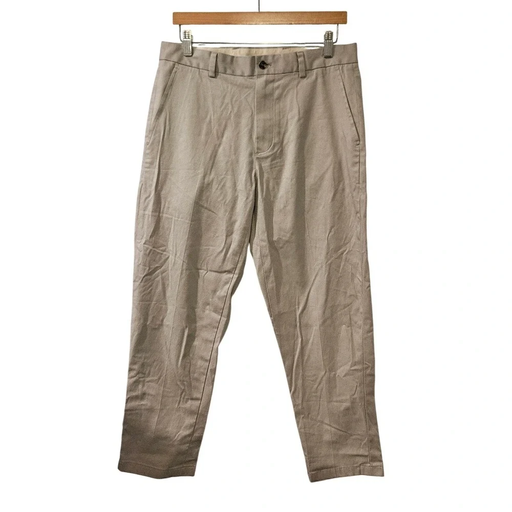 Brooks Brothers Clark Chino Pants 32x32 Beige Micro Houndstooth Slim Fit Stretch